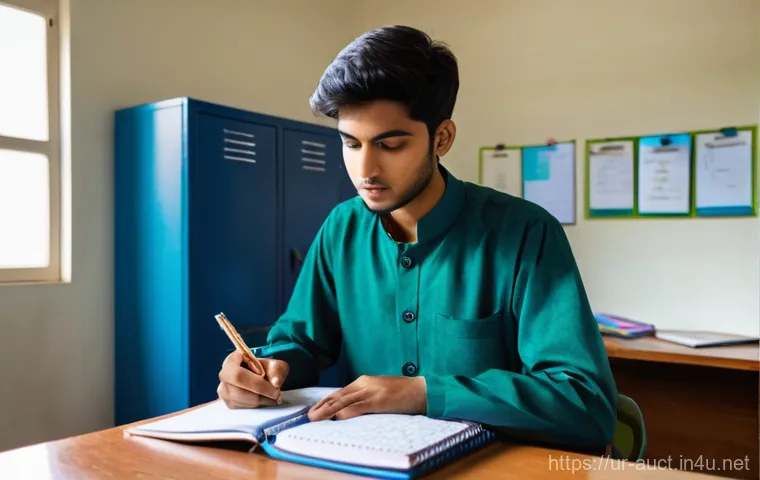 경매사 시험에서 시간을 효율적으로 사용하는 방법 - **The Architect of Knowledge**
A focused South Asian male student, approximately 17 years old, f...